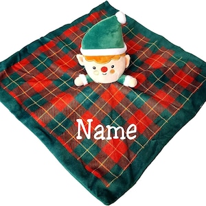 Christmas Baby Lovey Custom Personalized with Name Elf Santa Plush Security Blanket for Infants Babies Toddlers Newborns (Elf with...