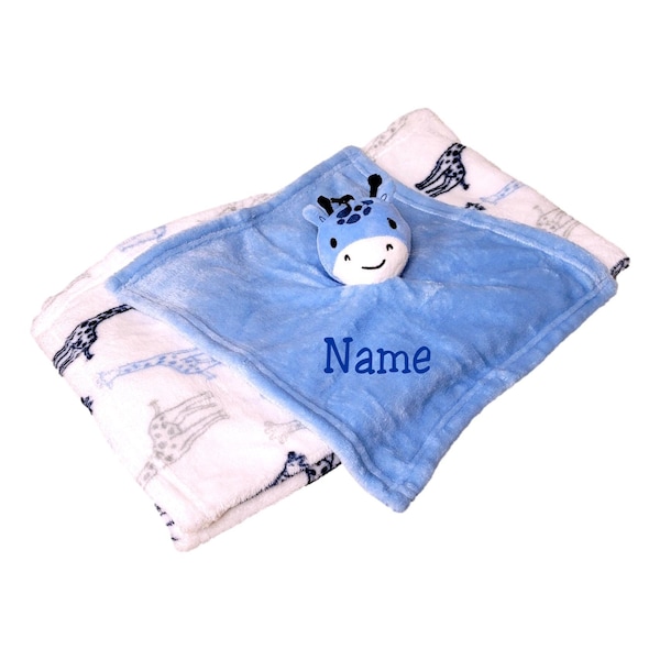 Baby Blanket with Matching Personalized Lovey Security Stuffed Animal for Baby Boy or Girl