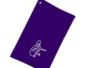 Men's Premium Plus Bowling Cotton Towel with Brass Grommet & Hook – Personalized Embroidered Ball Polisher 11 by 18 inches (Purple)