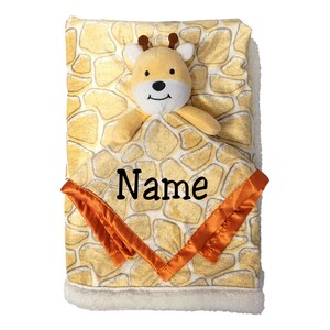 Personalized Baby Security Blanket Lovey and Swaddle Blanket Set with Custom Embroidered Name for Babies Boy and Girl