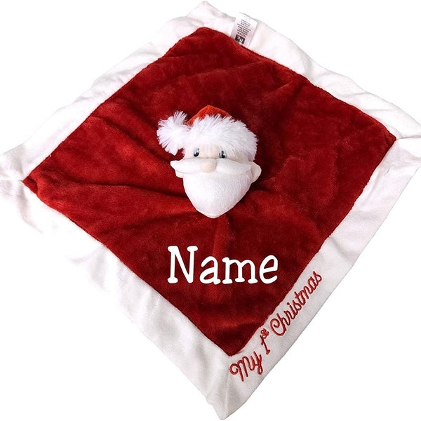 Christmas Themed Personalized Baby Lovey with Name Plush Security Blanket - Infants Babies Toddlers Newborns