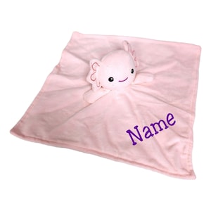 Axolotl Personalized Baby Blanket Lovey with Custom Embroidered Name