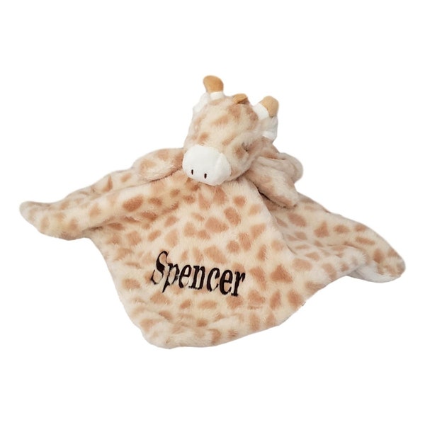 SONA G DESIGNS Baby Giraffe Lovey Lovie Security Blanket with Rattle - Can be Custom Personalized