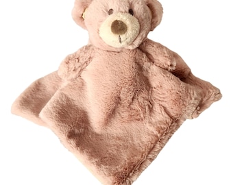 SONA G DESIGNS Custom Personalized Teddy Bear Lovie Lovey Security Blanket with Rattle (Brown Bear with NO Embroidery)