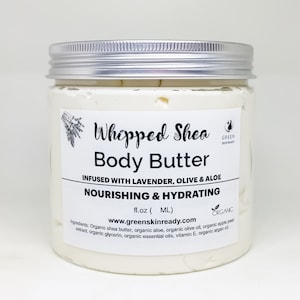 Organic Whipped Shea Body Butter Infused With Lavender and Aloe