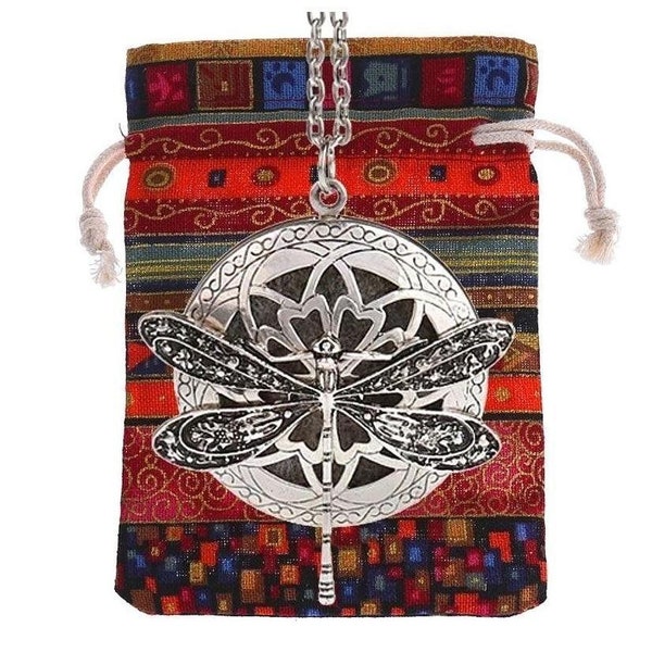 Collar de aromaterapia Vintage Dragonfly con bolso de transporte