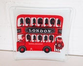 Souvenir of London double decker bus glass tray