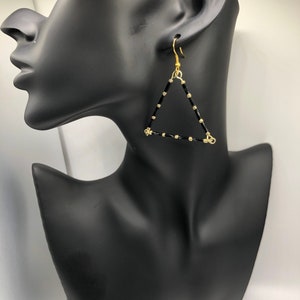Triangle Bead Earrings - Gold and Black