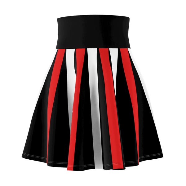 Red, White and Black Striped Skater Skirt, Whimsical Fashion, Fun Style