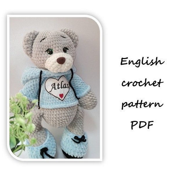 Crochet Bear in a hoodie Pattern, Crochet Teddy Bear Pattern, Amigurumi pdf tutorial,