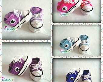 Crochet Baby Sneakers, Newborn Converse Shoes, Baby shower gift