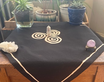 Triple Spiral Altar Cloth in Black, Purple