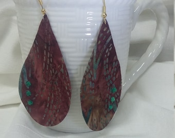 Batik Teardrop Fabric Earrings: Lightweight Statement Jewelry