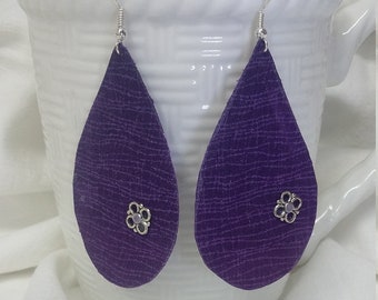 Purple Teardrop Fabric Earrings: Lightweight Statement Jewelry
