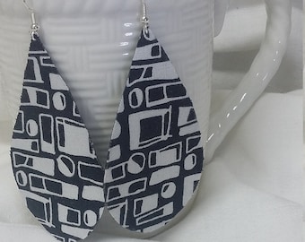 Black & White Geometric Fabric Earrings: Lightweight Statement Jewelry