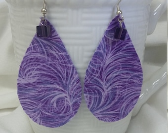 Purple Fabric Teardrop Earrings: Lightweight Team Spirit Jewelry