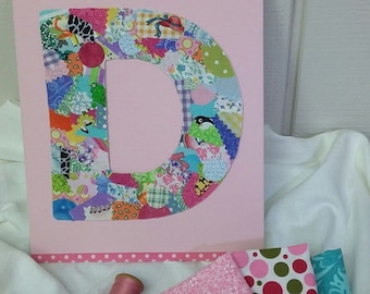 Padrão de colagem de tecido com monograma: artesanato infantil, projeto de scrapbooking (download instantâneo)