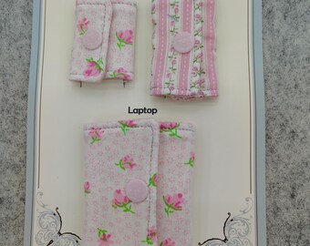 Floral Fabric Cord Keepers: Pastel Pink Cable Organizer Set