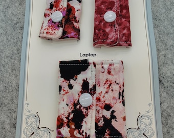 Splatter Fabric Cord Keepers: Cable Organizer Phone, Tablet, Laptop - Set of 3