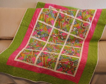 Hand made Colorful Quilt Throw, Modern Quilt, Teenage quilt, rainbow quilt, dorm room throw quilt, handmade quilt, Graduation Gift