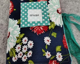 Blue Floral Junk Journal Starter Kit - Beginner Friendly, Fabric Create Journal, Diary, Memory Keeper,