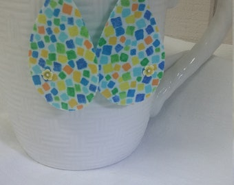 Fabric Statement Earrings: Lightweight Blue Orange Pebble Design