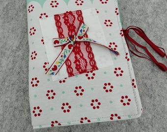 Red Polka Dot Junk Journal Starter Kit – Beginner Fabric Diary, Lace Memory Keeper