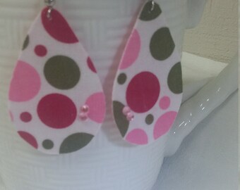 Pink Dot Fabric Earrings: Lightweight Statement Jewelry
