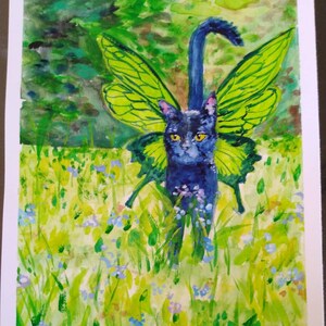 Butterfly Cat Original Painting
