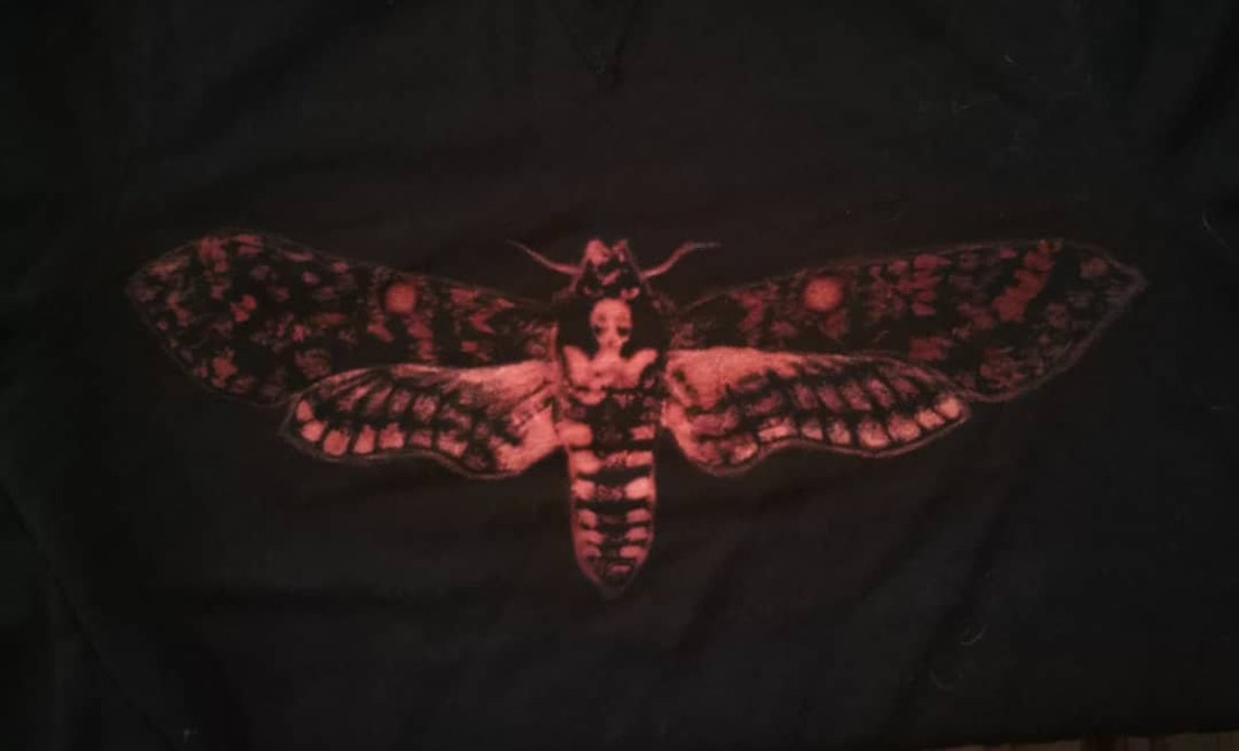 Death'shead Moth Bleach Handdrawn Sweater Etsy