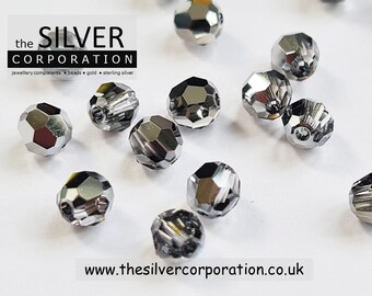 Swarovski 5000 4mm light chrome round beads genuine authentic elements | packs of 2 / 4 / 8 / 12 / 24 / 50 [our ref: 19-0162]
