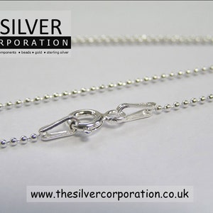 Sterling silver 18" with 1mm balls finished pendant chain necklace stamped 925 | packs of 1 / 3 / 6 / 12 / 24 / 48 [our ref: 11-0827]