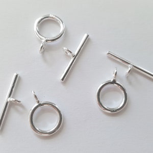 Sterling silver 9mm ring and 15mm bar toggle clasp set stamped 925 | packs of 1 / 3 / 6 / 12 / 24 / 50 / 100 [our ref: 08-0685]