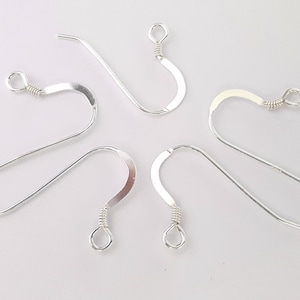 Sterling silver fish hook ear wires with coil stamped 925 | sold in pairs 2 / 5 / 10 / 25 / 50 / 100 / 300 / 500 pairs [our ref: 08-0682]