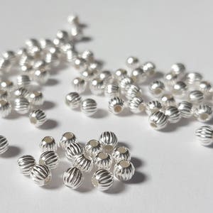 Sterling silver 3mm fluted round beads 1.2mm hole corrugated spacer | packs of 12 / 24 / 50 / 100 / 250 / 500 / 1000 [our ref: 13-0222]