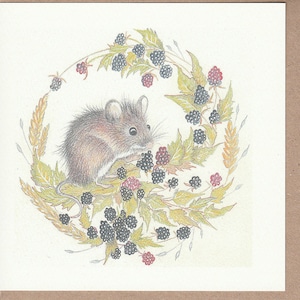 Carte de vœux de souris. Récoltez la carte de souris. à l’origine de l’art dessiné à la main. Carte faite à la main. cadeau de la faune. carte de souris. peinture de souris de récolte