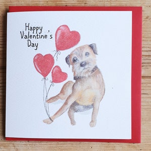 Border Terrier Valentinskarte. Lustige Valentinskarte. Border Terrier lustige Karte. Terrier Valentinskarte. Hunde Valentinstag Karte. Valentine