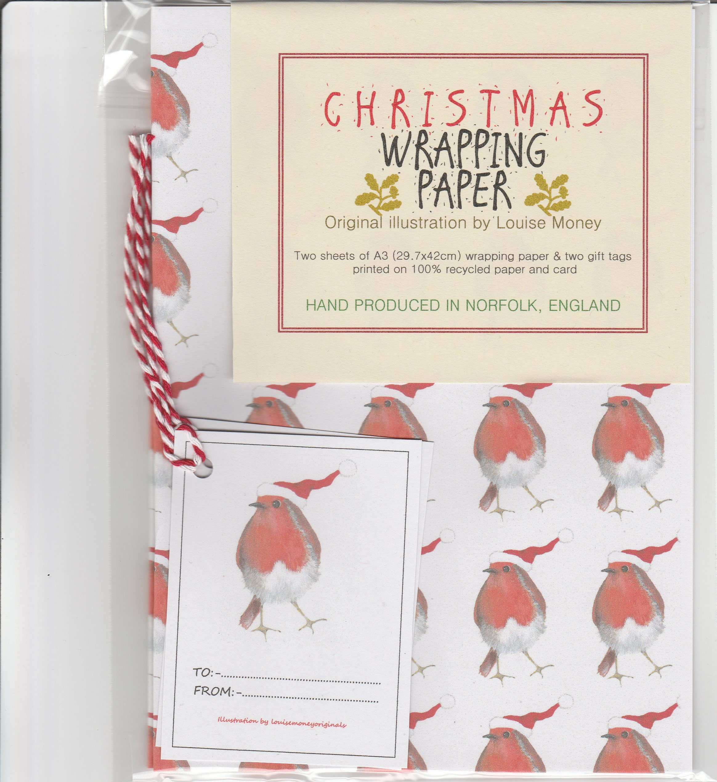 Robin Christmas wrapping paper. Robin gift wrap. Christmas Robin. Robin in a santa hat. Christmas wrapping paper. bird wrapping paper.