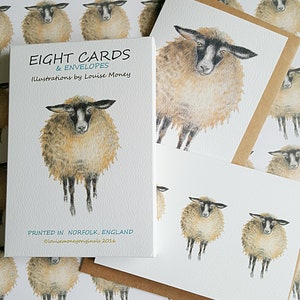Cartes pour moutons. Huit cartes et enveloppes avec des moutons. cadeau mouton. mouton présent. amateur de moutons. dessin de mouton. cartes de moutons. Carnets de mouton