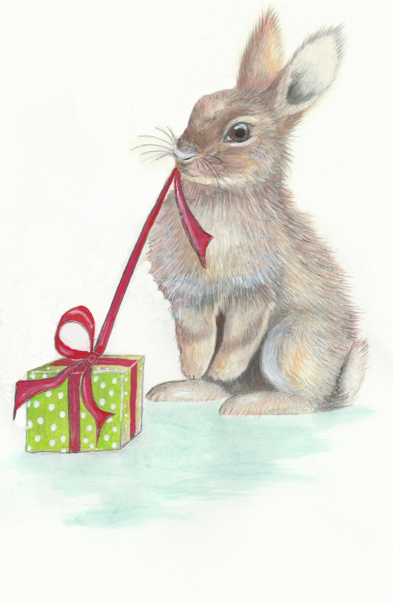 One Bunny Christmas card. Multi pack available.Rabbit Etsy