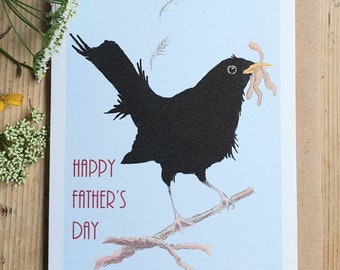 Father's Day card. Funny card. blackbird funny card. Bird fathers day card. humourous.. Blackbird card. Card for dad