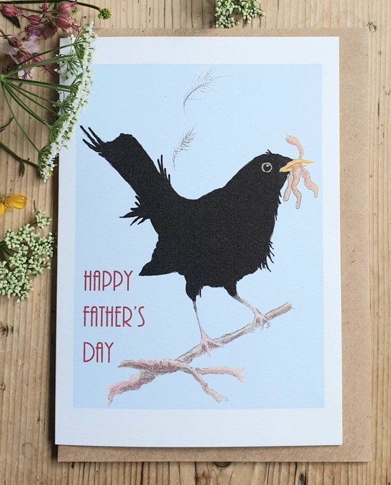 Father's Day Card. Funny Card. Blackbird Funny Card. Bird Fathers