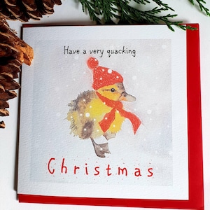 Entenküken Weihnachtskarte. Weihnachtskarte mit einem Entlein. Lustige Weihnachtskarte. Ente Weihnachtskarte. Lustige Entenkarte. Entenküken. Weihnachten