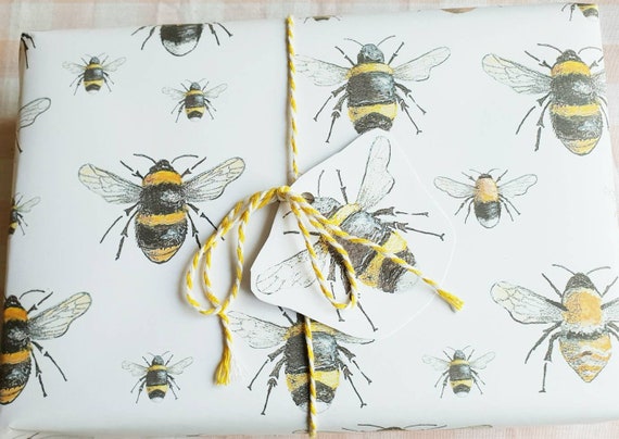 Bee wrapping paper. Mixed bee wrapping paper. bee gift wrap. bee gift wrap.  wrapping paper with a bee. Honey bee gift wrap. insect paper