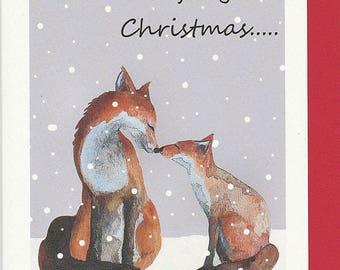Fox Christmas cards. Christmas cards. Christmas card with a fox. Unique artwork. Red fox painting. card for a fox lover.