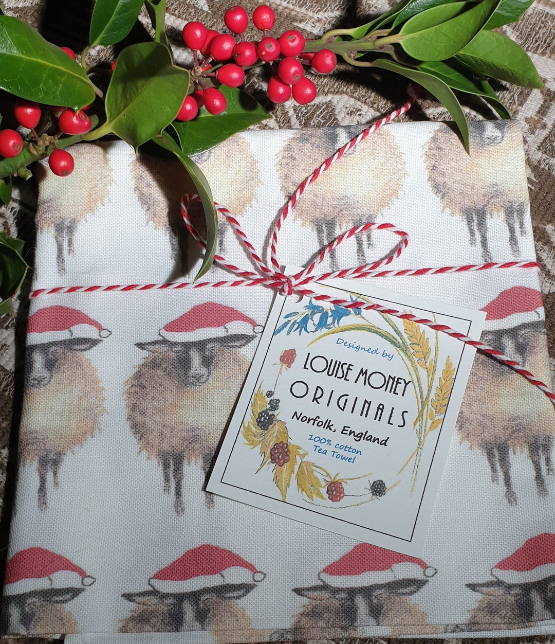 Sheep Christmas Tea Towel. Fun Sheep Tea Towel. Tea Towel With a Sheep