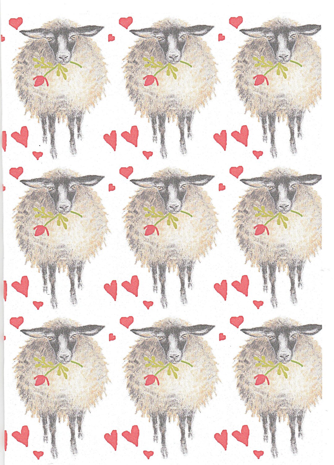 Sheep Romantic Wrapping Paper. Sheep Gift Wrap. Sheep Romantic Etsy