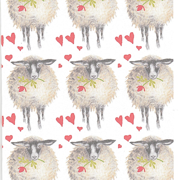 Sheep romantic wrapping paper. sheep gift wrap. sheep romantic paper. valentine paper with a sheep. funny sheep paper. romantic sheep.