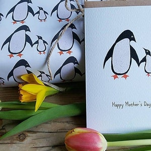 Pinguin Muttertagskarte. Elternteil und Baby Pinguin. Tierische Muttertagskarte. Pinguin Geschenk. Pinguin präsent. Pinguin Karte. Karte für Mama