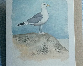 Silbermöwe Karte. Seevogel Karte. Vogelkarte. Norfolk. Meer. Nautisch. Möwenkarte. Britischer Vogel. Recycelte Karte